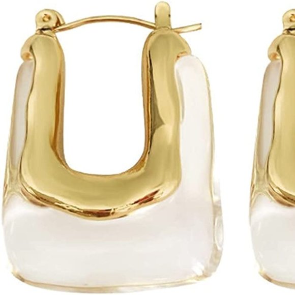 Anthro Gold and White statement earrings - Picture 2 of 5